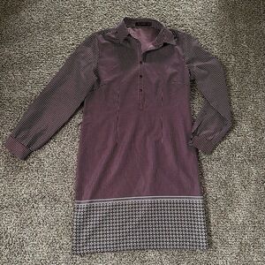 The Limited Womens Maroon Shirt Dress Size Small Polkadots Floral ￼Buttons ￼‎